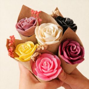 Blooming Rose Candle Bouquet ( Pack of 3 )